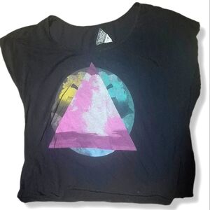 Seneca Rising+Pacsun Women's Black Graphic Oversized Cutoff Sleeve Crop Tee